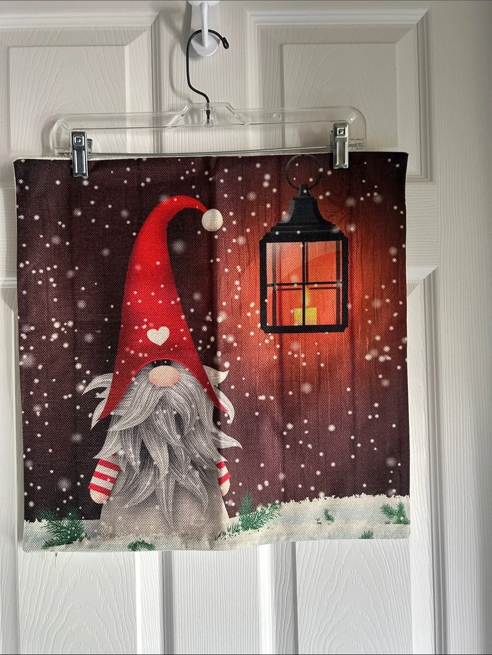 Holiday Gnome Decorative Pillow Cover - Red Gnome Design